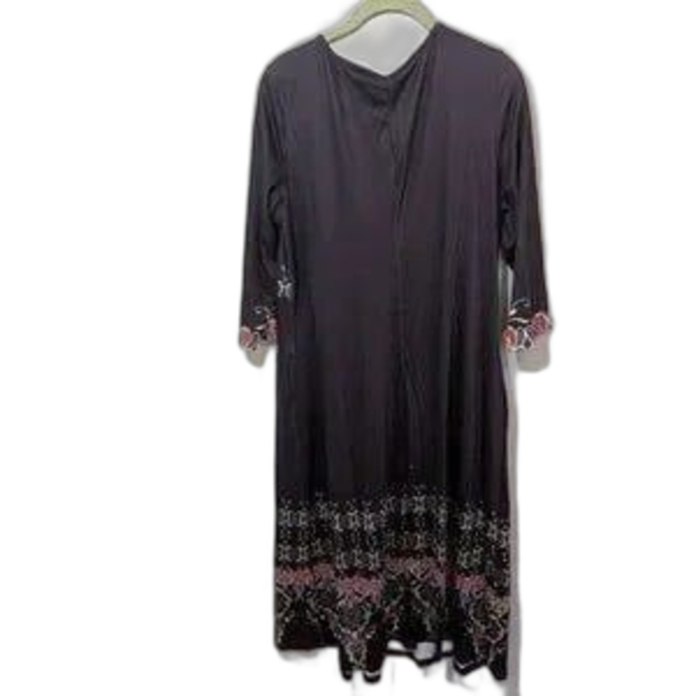 Just Fashion Now Dress Blue Floral Multi Border Size L - Picture 2 of 7